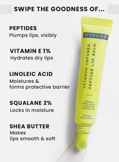 Hyphen Vitamin Infused Peptide Lip Balm [Peach] - 10G