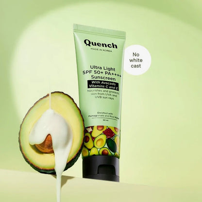 Quench Botanics Ultra Light SPF 50+ PA++++ Sunscreen with Avocado Vitamins C & E - 50 ML