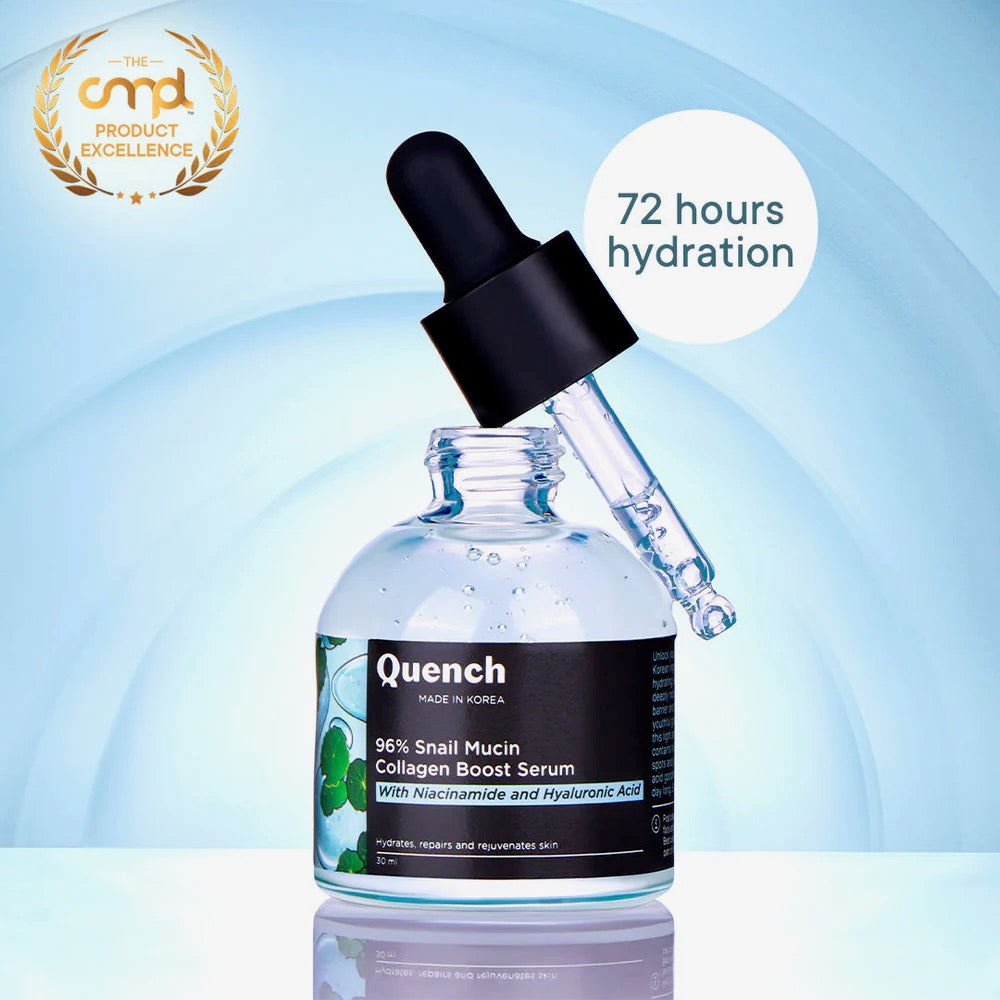 Quench Botanics 96% Snail Mucin Collagen Boost Serum with Niacinamide & Hyaluronic Acid - 30 ml